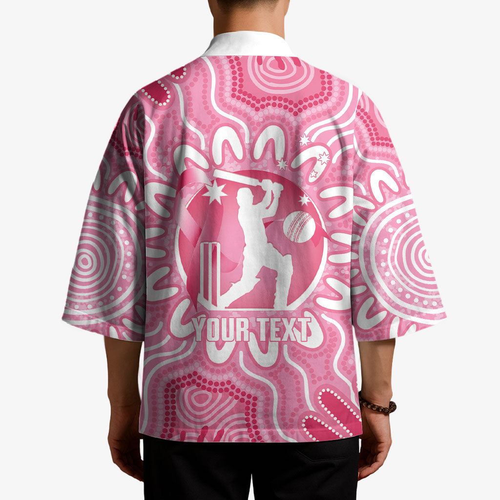 Australia Cricket Breast Cancer Personalised Kimono Pink Ribbon Aboriginal Art