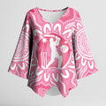 Australia Cricket Breast Cancer Personalised Kimono Sleeve Blouse Pink Ribbon Aboriginal Art
