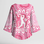 Australia Cricket Breast Cancer Personalised Kimono Sleeve Blouse Pink Ribbon Aboriginal Art