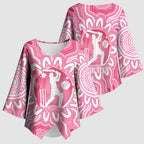 Australia Cricket Breast Cancer Personalised Kimono Sleeve Blouse Pink Ribbon Aboriginal Art
