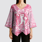 Australia Cricket Breast Cancer Personalised Kimono Sleeve Blouse Pink Ribbon Aboriginal Art