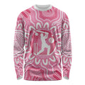 Australia Cricket Breast Cancer Personalised Long Sleeve Shirt Pink Ribbon Aboriginal Art