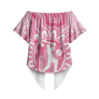 Australia Cricket Breast Cancer Personalised Off Shoulder Wrap Waist Top Pink Ribbon Aboriginal Art