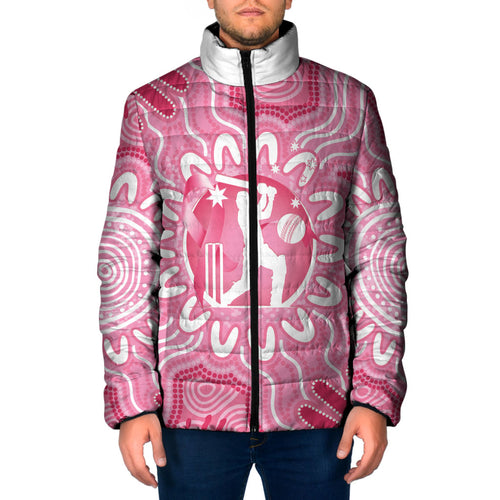 Australia Cricket Breast Cancer Personalised Padded Jacket Pink Ribbon Aboriginal Art