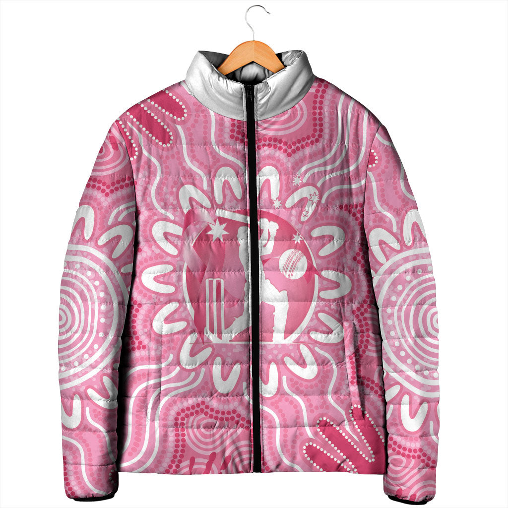 Australia Cricket Breast Cancer Personalised Padded Jacket Pink Ribbon Aboriginal Art