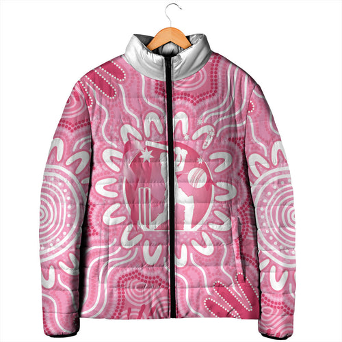 Australia Cricket Breast Cancer Personalised Padded Jacket Pink Ribbon Aboriginal Art