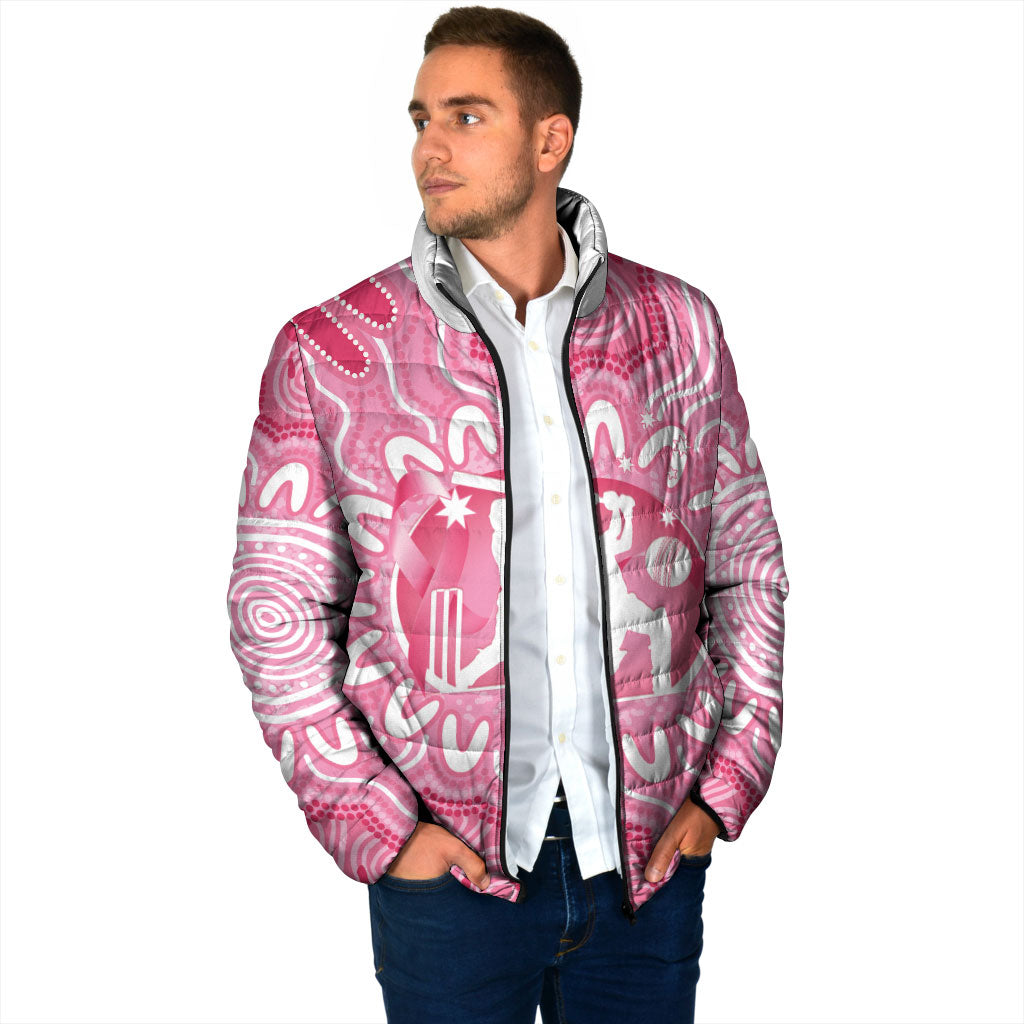 Australia Cricket Breast Cancer Personalised Padded Jacket Pink Ribbon Aboriginal Art