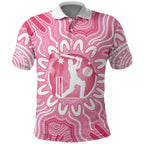 Australia Cricket Breast Cancer Personalised Polo Shirt Pink Ribbon Aboriginal Art