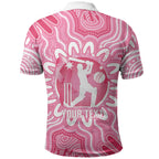 Australia Cricket Breast Cancer Personalised Polo Shirt Pink Ribbon Aboriginal Art