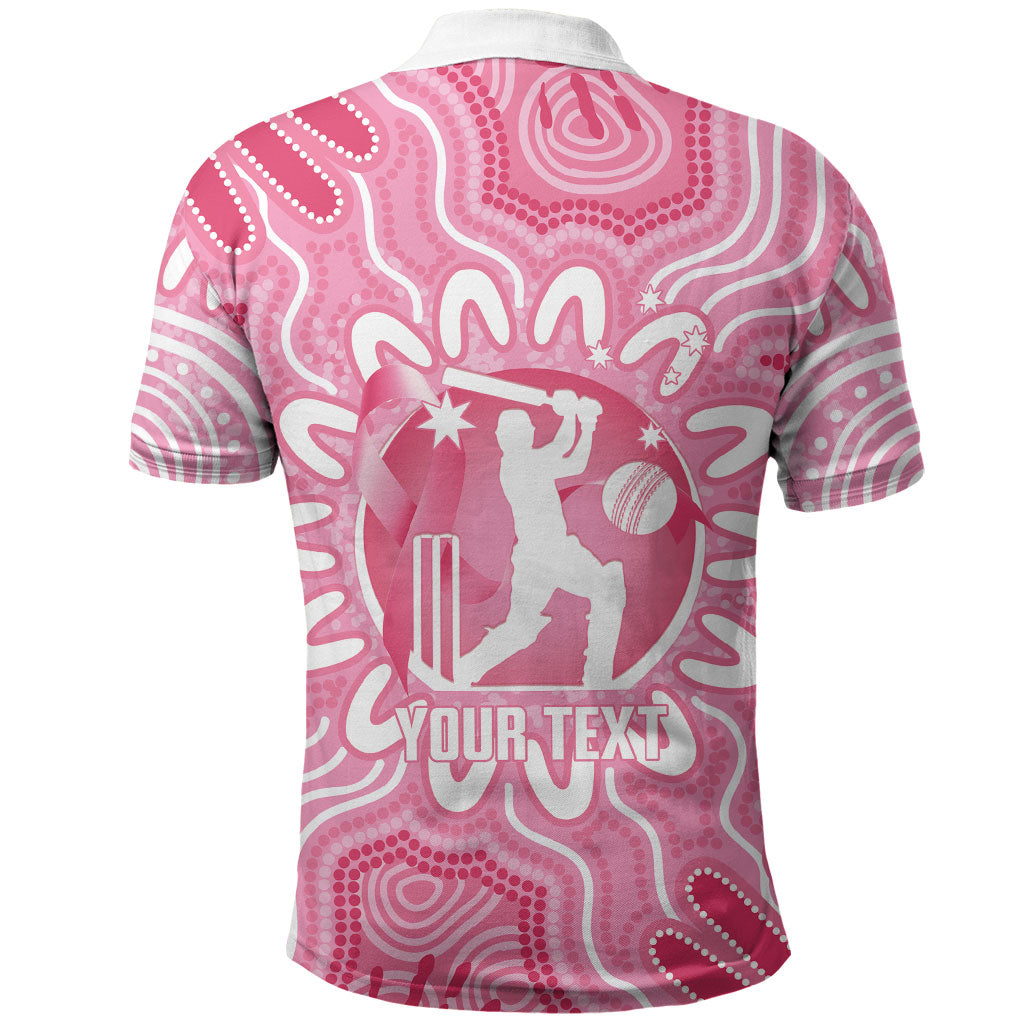Australia Cricket Breast Cancer Personalised Polo Shirt Pink Ribbon Aboriginal Art