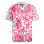 Australia Cricket Breast Cancer Personalised Rugby Jersey Pink Ribbon Aboriginal Art
