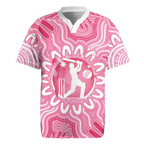 Australia Cricket Breast Cancer Personalised Rugby Jersey Pink Ribbon Aboriginal Art