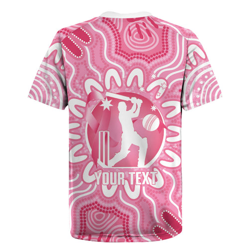 Australia Cricket Breast Cancer Personalised Rugby Jersey Pink Ribbon Aboriginal Art