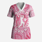 Australia Cricket Breast Cancer Personalised Scrub Top Pink Ribbon Aboriginal Art