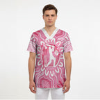 Australia Cricket Breast Cancer Personalised Scrub Top Pink Ribbon Aboriginal Art