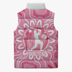 Australia Cricket Breast Cancer Personalised Sleeveless Puffer Jacket Pink Ribbon Aboriginal Art