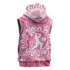 Australia Cricket Breast Cancer Personalised Sleeveless Zip Hoodie Pink Ribbon Aboriginal Art