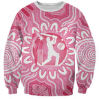 Australia Cricket Breast Cancer Personalised Sweatshirt Pink Ribbon Aboriginal Art