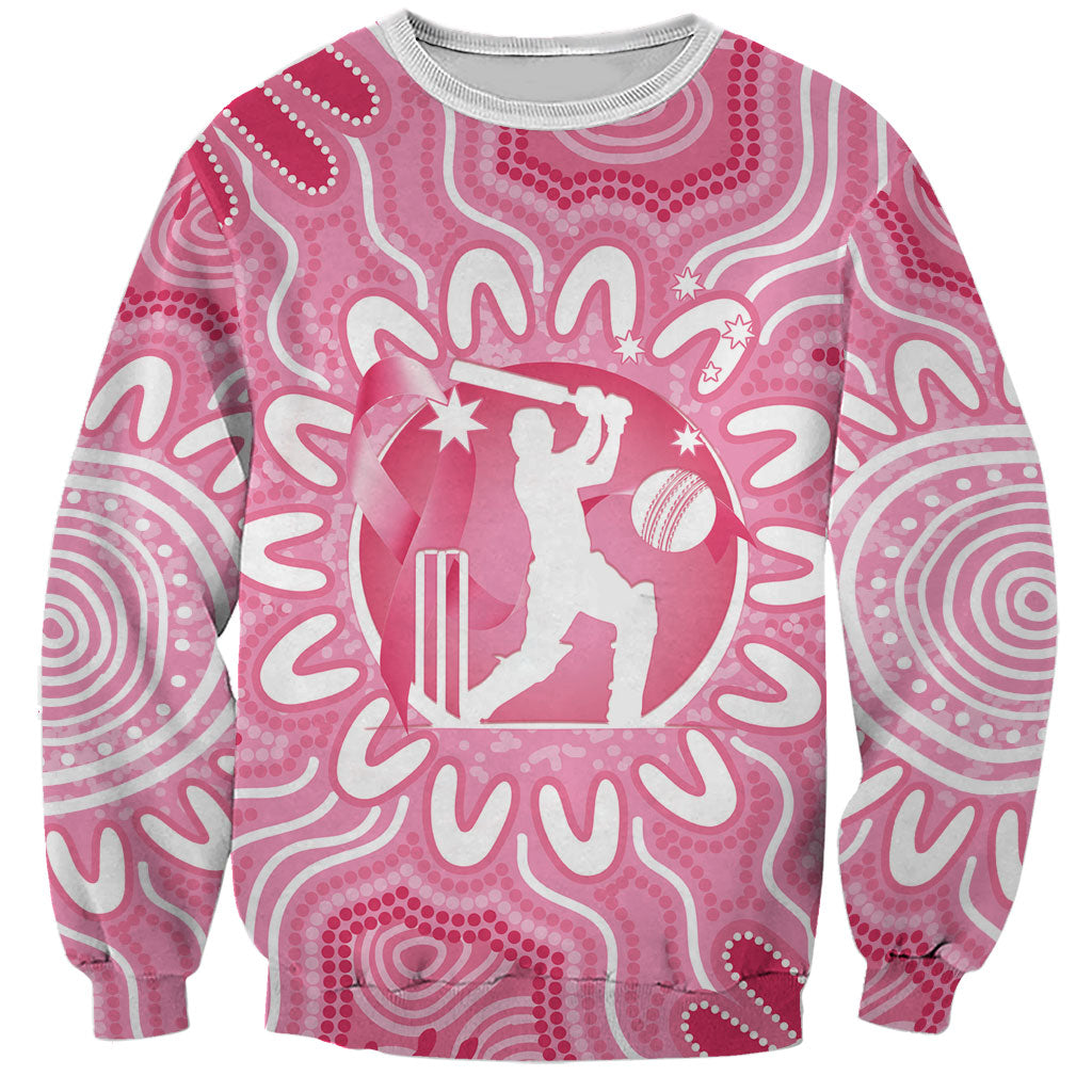 Australia Cricket Breast Cancer Personalised Sweatshirt Pink Ribbon Aboriginal Art