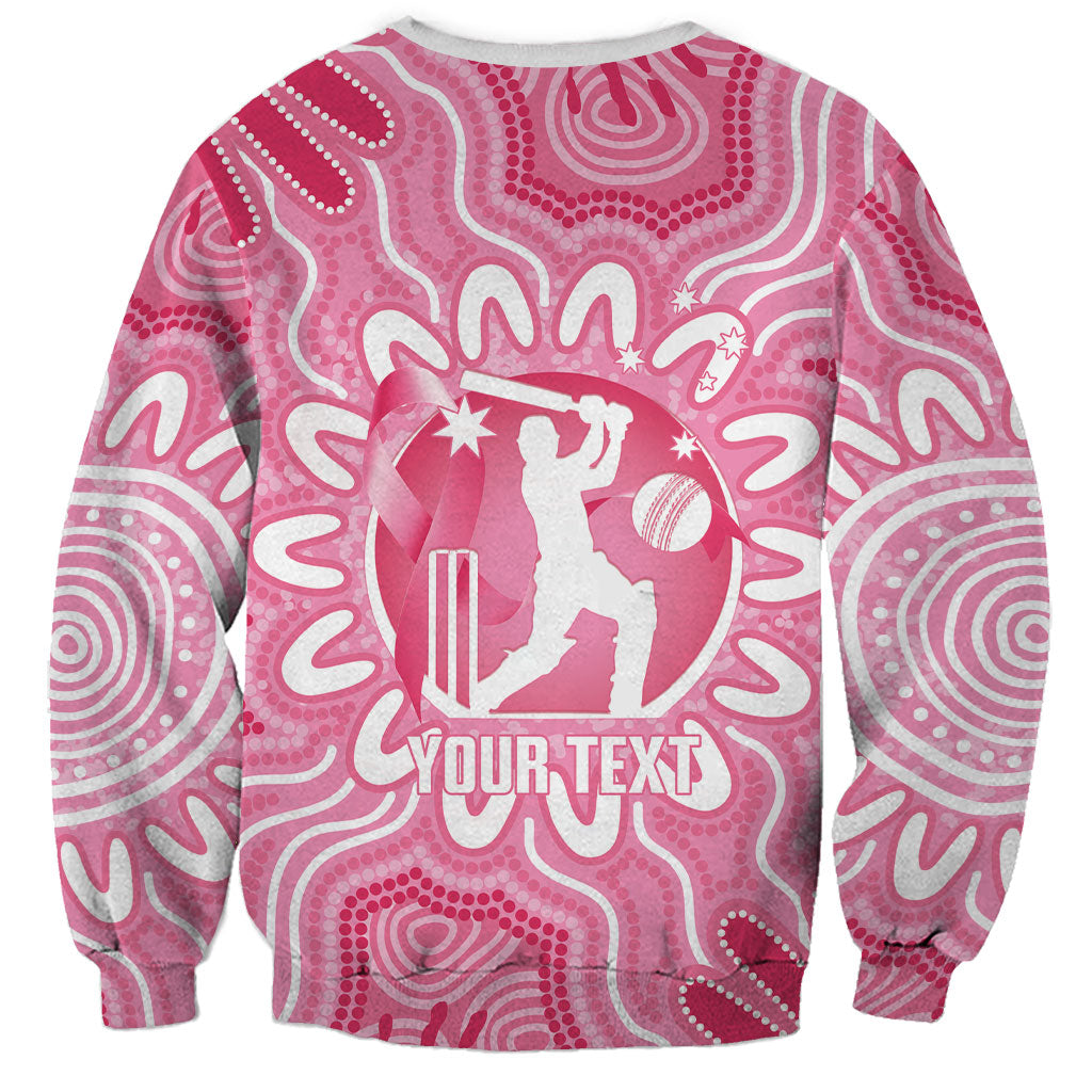 Australia Cricket Breast Cancer Personalised Sweatshirt Pink Ribbon Aboriginal Art