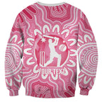 Australia Cricket Breast Cancer Personalised Sweatshirt Pink Ribbon Aboriginal Art