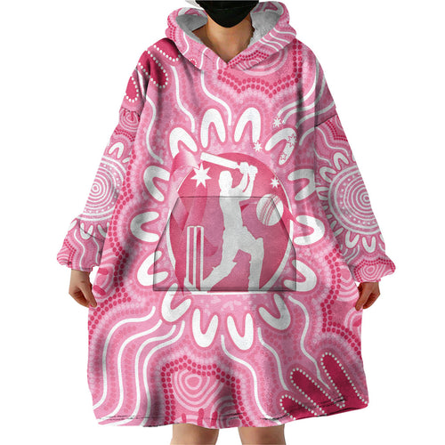 Australia Cricket Breast Cancer Personalised Wearable Blanket Hoodie Pink Ribbon Aboriginal Art