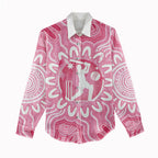 Australia Cricket Breast Cancer Personalised Women Casual Shirt Pink Ribbon Aboriginal Art