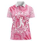 Australia Cricket Breast Cancer Personalised Women Polo Shirt Pink Ribbon Aboriginal Art