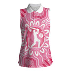 Australia Cricket Breast Cancer Personalised Women Sleeveless Polo Shirt Pink Ribbon Aboriginal Art