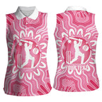 Australia Cricket Breast Cancer Personalised Women Sleeveless Polo Shirt Pink Ribbon Aboriginal Art