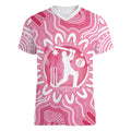 Australia Cricket Breast Cancer Personalised Women V-Neck T-Shirt Pink Ribbon Aboriginal Art