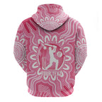 Australia Cricket Breast Cancer Personalised Zip Hoodie Pink Ribbon Aboriginal Art