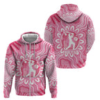 Australia Cricket Breast Cancer Personalised Zip Hoodie Pink Ribbon Aboriginal Art