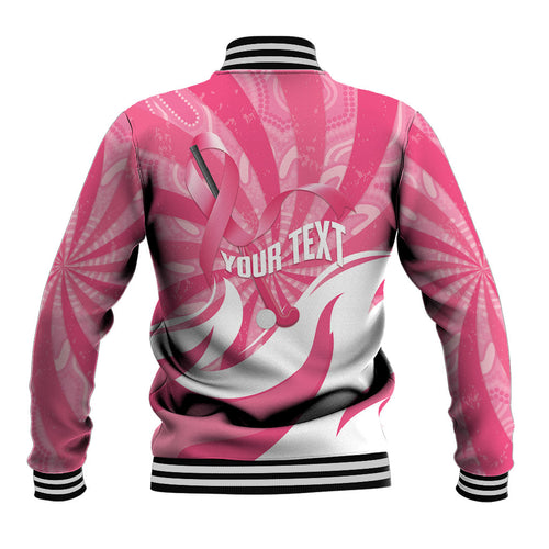 Australia Field Hockey Breast Cancer Personalised Baseball Jacket Think Pink Ribbon Aboriginal Art