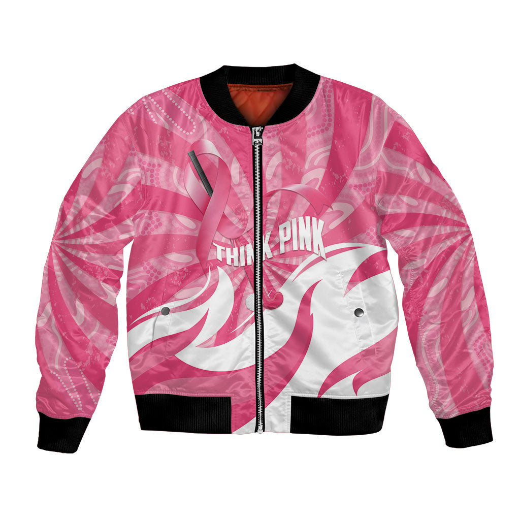 Australia Field Hockey Breast Cancer Personalised Bomber Jacket Think Pink Ribbon Aboriginal Art