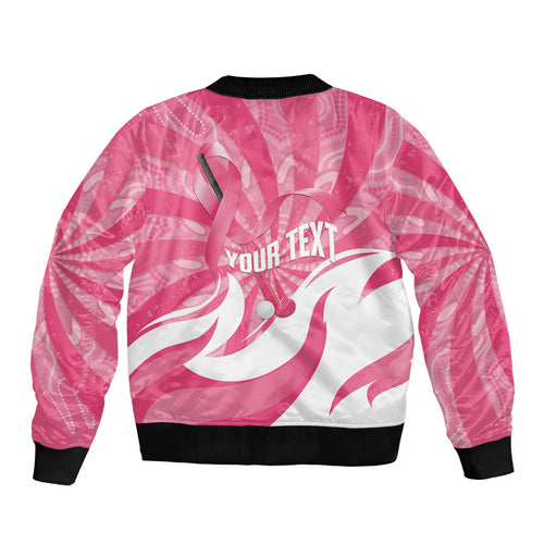 Australia Field Hockey Breast Cancer Personalised Bomber Jacket Think Pink Ribbon Aboriginal Art