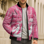 Australia Field Hockey Breast Cancer Personalised Bomber Puffer Jacket Think Pink Ribbon Aboriginal Art