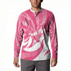 Australia Field Hockey Breast Cancer Personalised Button Sweatshirt Think Pink Ribbon Aboriginal Art