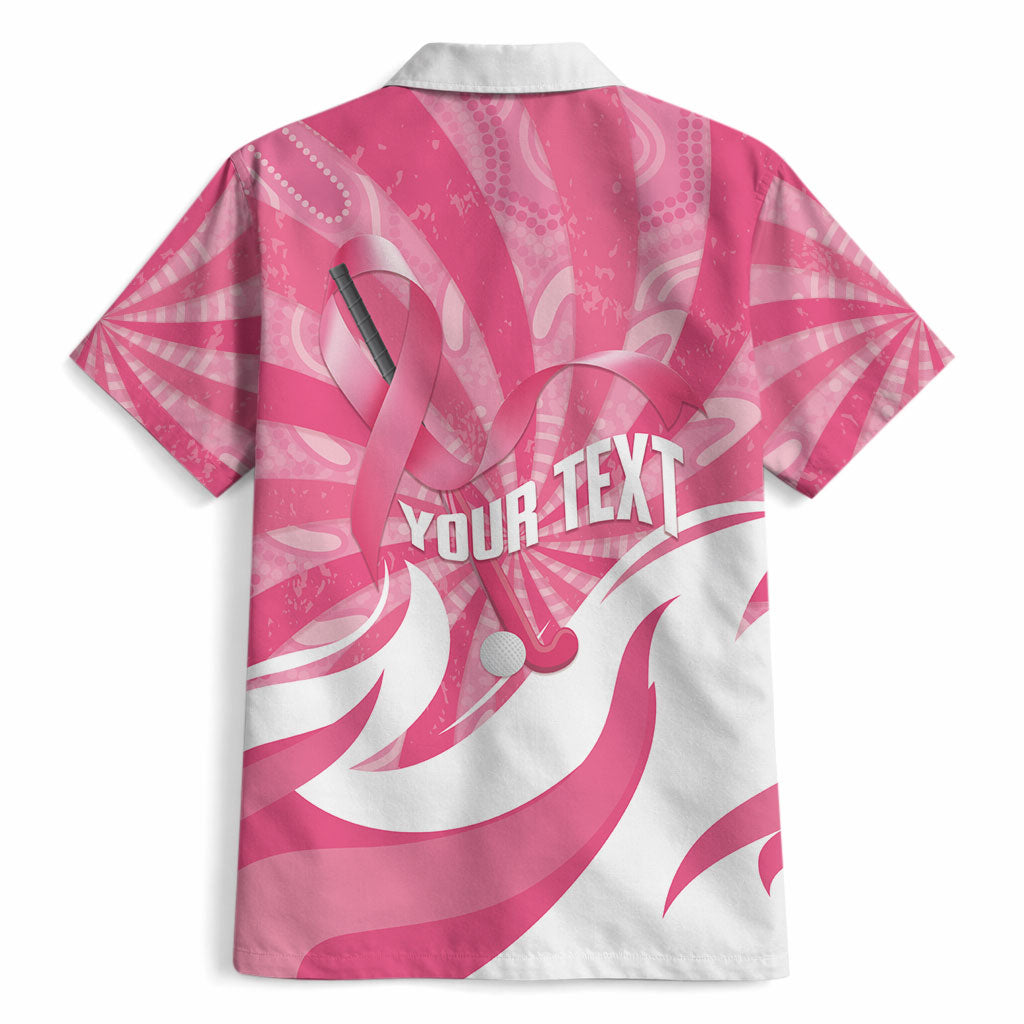 Australia Field Hockey Breast Cancer Personalised Hawaiian Shirt Think Pink Ribbon Aboriginal Art
