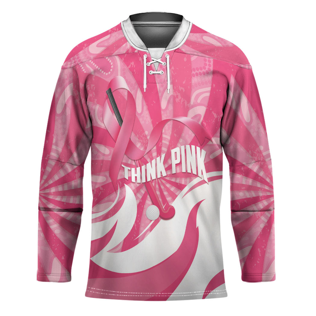 Australia Field Hockey Breast Cancer Personalised Hockey Jersey Think Pink Ribbon Aboriginal Art