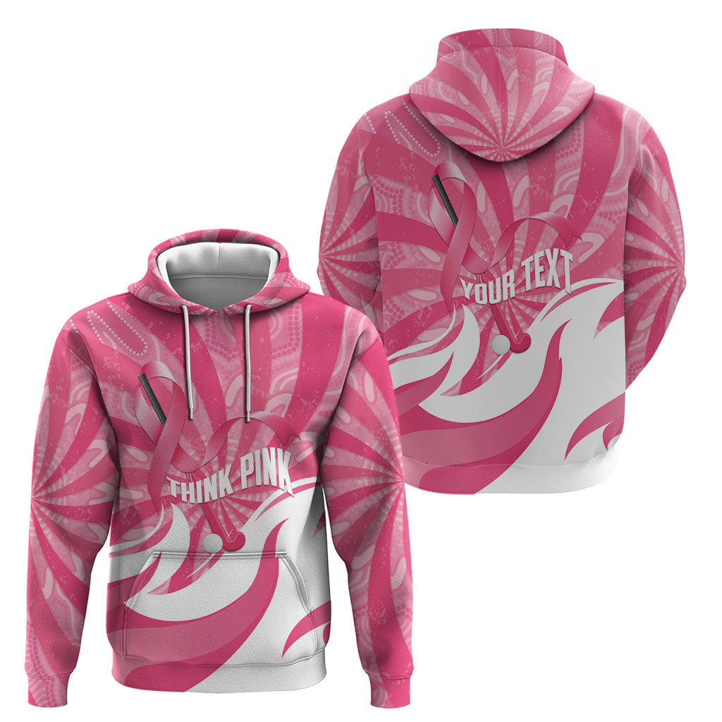 Australia Field Hockey Breast Cancer Personalised Hoodie Think Pink Ribbon Aboriginal Art