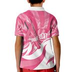 Australia Field Hockey Breast Cancer Personalised Kid Polo Shirt Think Pink Ribbon Aboriginal Art