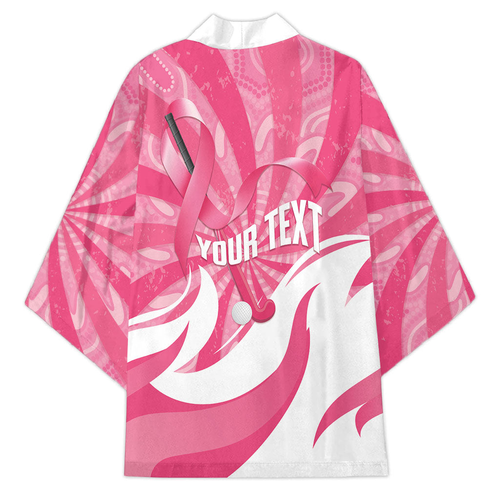 Australia Field Hockey Breast Cancer Personalised Kimono Think Pink Ribbon Aboriginal Art