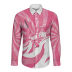 Australia Field Hockey Breast Cancer Personalised Long Sleeve Button Shirt Think Pink Ribbon Aboriginal Art