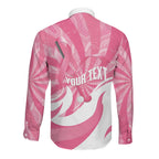 Australia Field Hockey Breast Cancer Personalised Long Sleeve Button Shirt Think Pink Ribbon Aboriginal Art