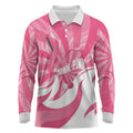 Australia Field Hockey Breast Cancer Personalised Long Sleeve Polo Shirt Think Pink Ribbon Aboriginal Art