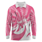 Australia Field Hockey Breast Cancer Personalised Long Sleeve Polo Shirt Think Pink Ribbon Aboriginal Art