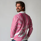 Australia Field Hockey Breast Cancer Personalised Long Sleeve Polo Shirt Think Pink Ribbon Aboriginal Art