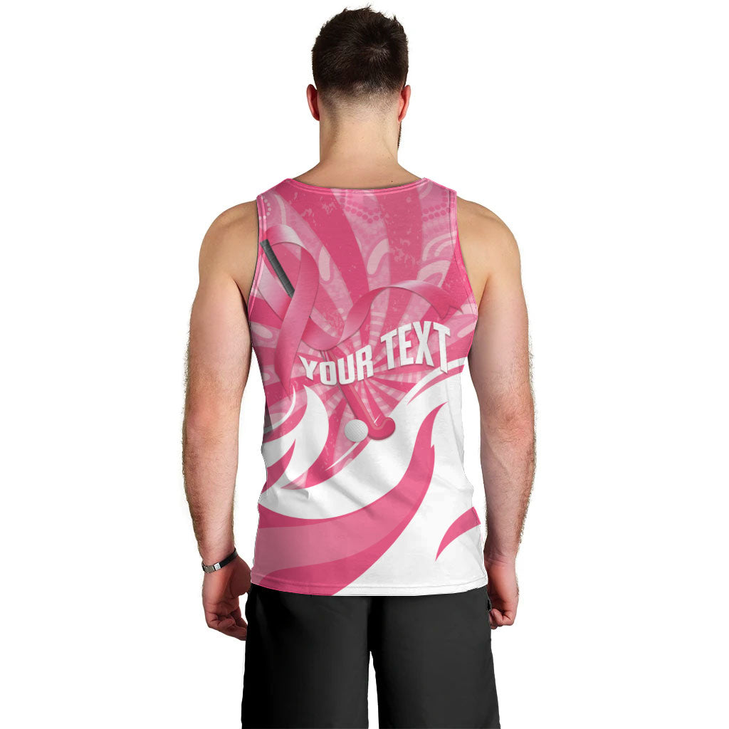 Australia Field Hockey Breast Cancer Personalised Men Tank Top Think Pink Ribbon Aboriginal Art