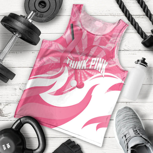 Australia Field Hockey Breast Cancer Personalised Men Tank Top Think Pink Ribbon Aboriginal Art